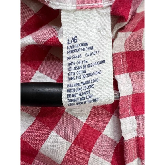 American Eagle Shirt Mens Large Red White Plaid Button Down Long Sleeve Cotton - Picture 5 of 8